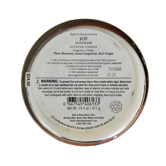 *NEW* Exclusive Bath & Body Works 3 Wick Candle Scent JOY, 14.5 OZ -DISCONTINUED - Picture 3 of 3